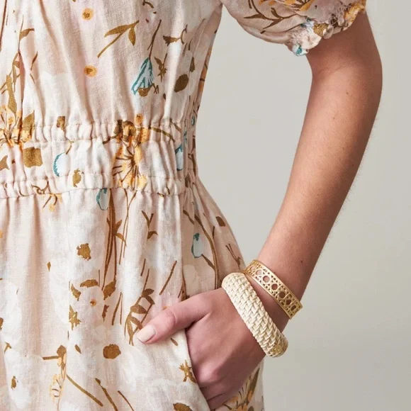 SPARTINA Audrey Linen Romper Babbie's Store Poppies Floral Puff Sleeve Romper Sm - Picture 3 of 10